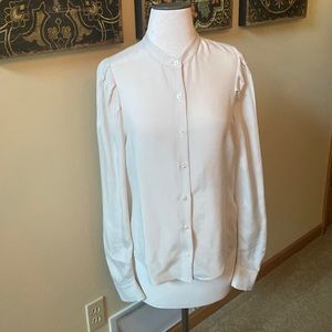 NWOT size small AG Adriano Goldschmied cream 100% cupro silk collarless blouse